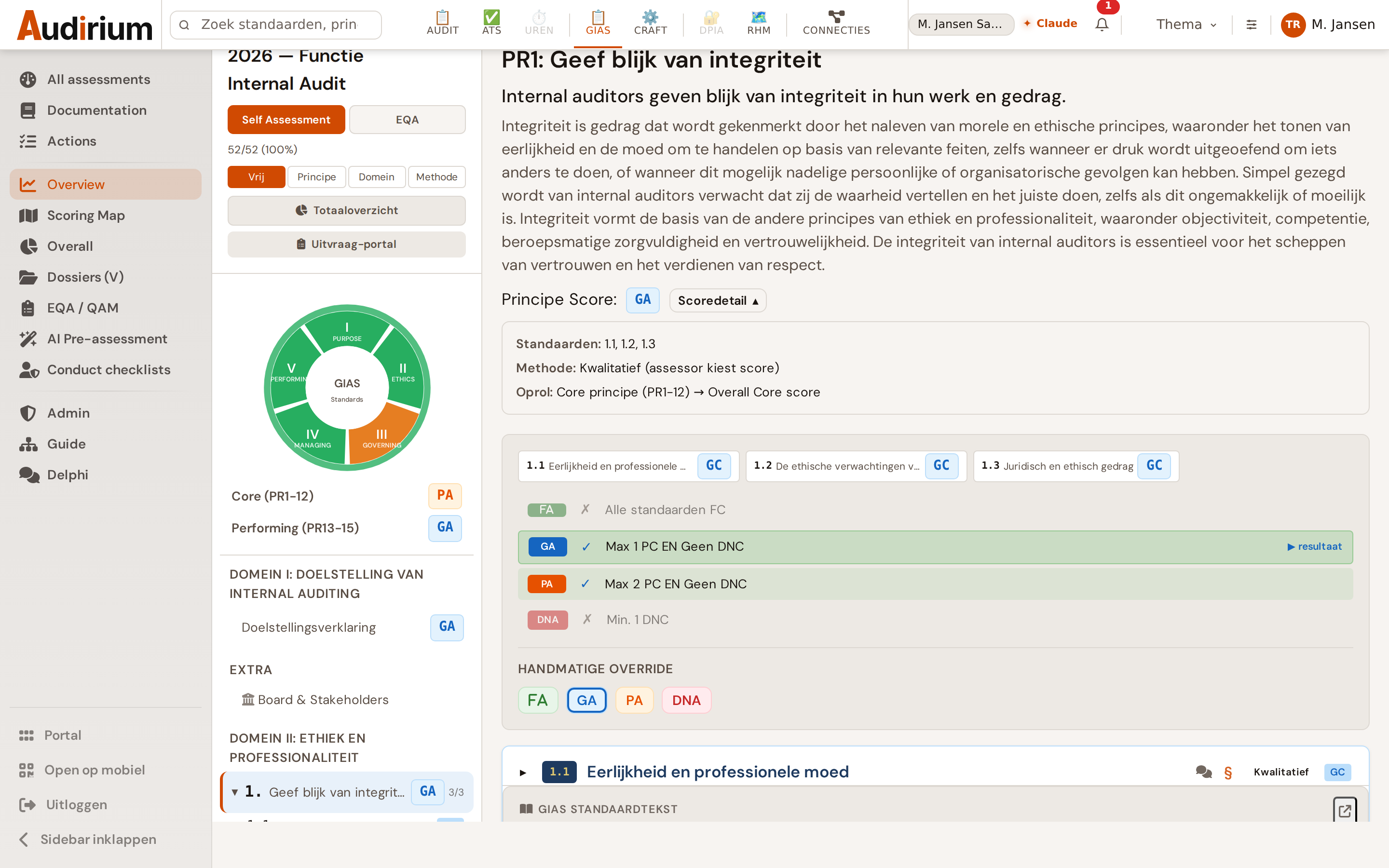 Audirium Internal Audit — scoring interface
